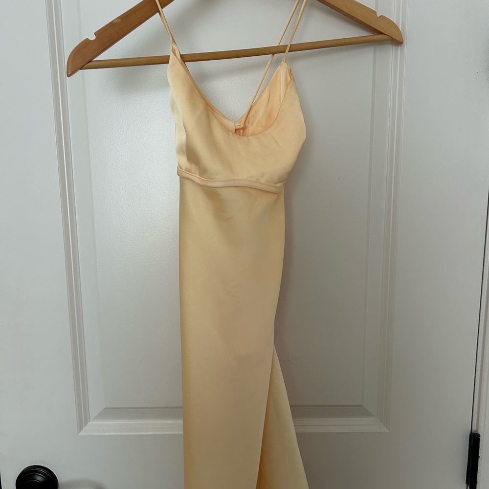 White Fox Satin Yellow Mini Dress